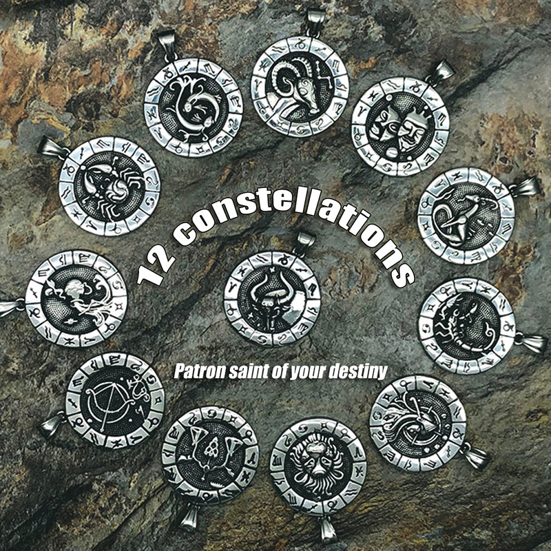 12 Constellation Gothic Zodiac Sign Unique Necklace