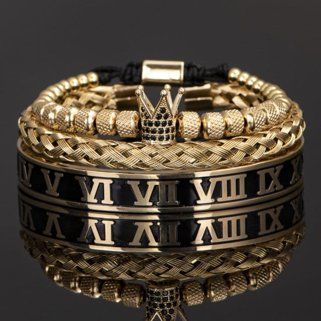 Luxury Crown Handmade Enamel Roman Numeral Bracelet