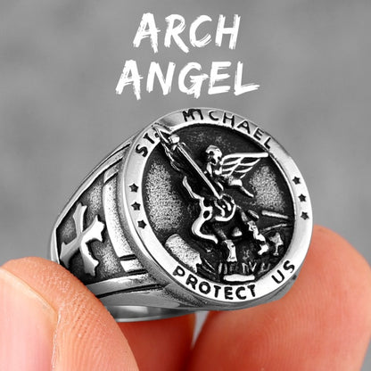 Divine Guardian Archangel Saint Michael Stainless Amulet Ring