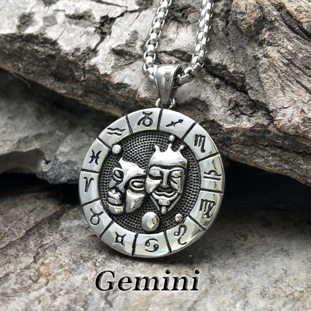 12 Constellation Gothic Zodiac Sign Unique Necklace