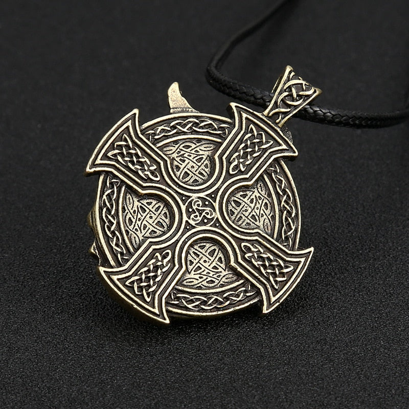 Antique Silver Color Viking Odin Anchor Necklace