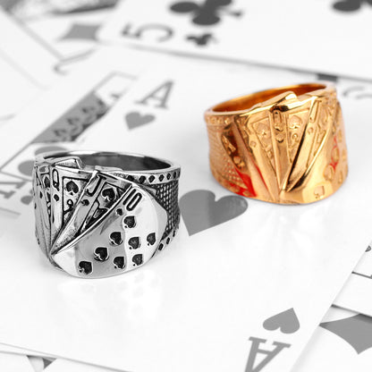 The Lucky Card Game Stainless Steel Statement Ring