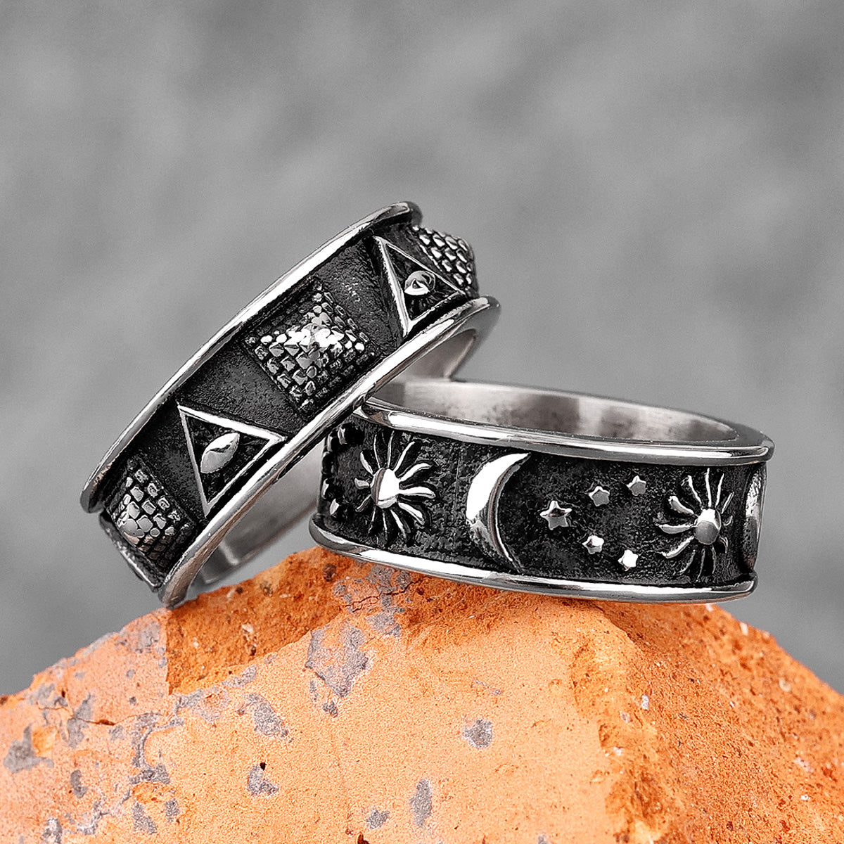 Cosmic Symbols Stainless Steel Amulet Ring