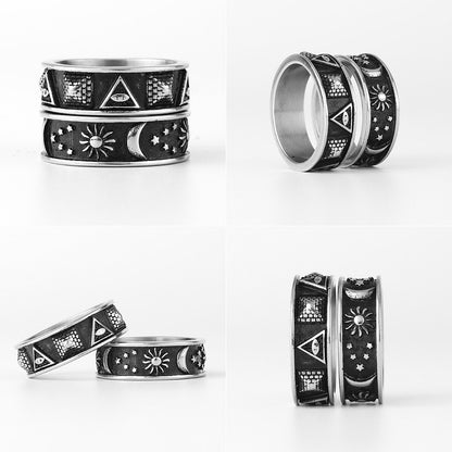 Cosmic Symbols Stainless Steel Amulet Ring