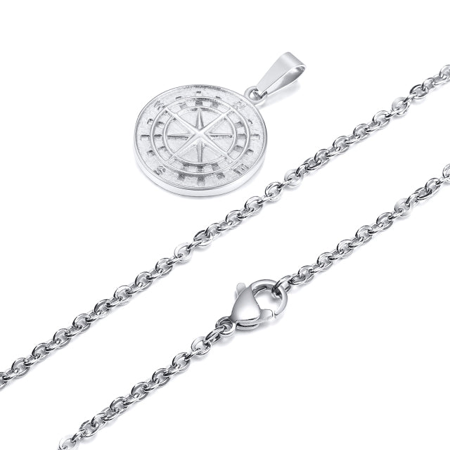 North Star Compass Pendant Stainless Necklace