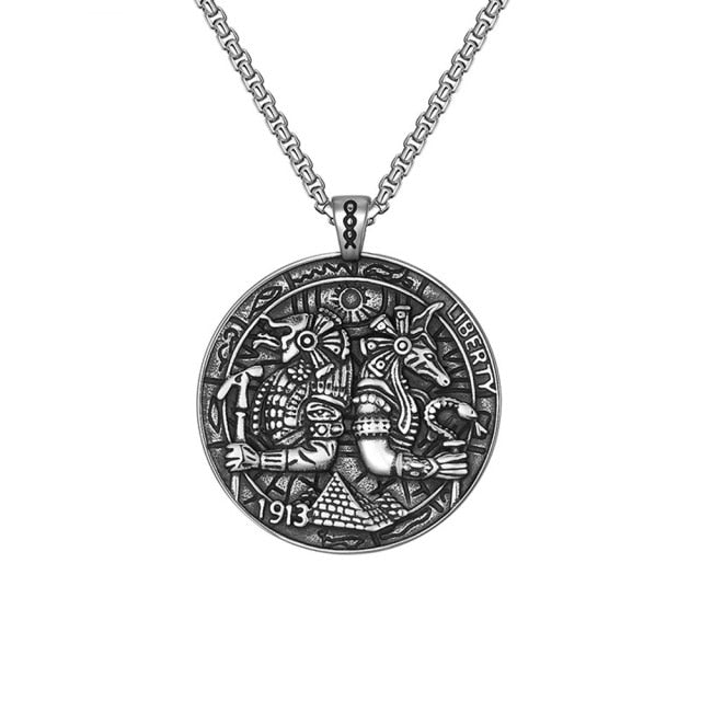 Death God Anubis Egyptian Pyramids Amulet Necklace