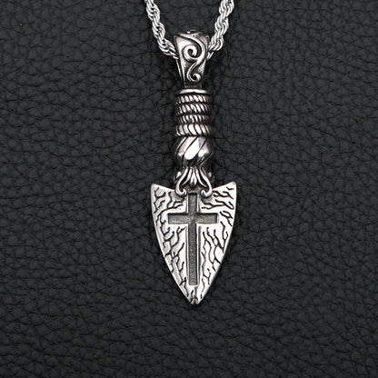 Vintage Punk Stainless Cross Arrow Spear Necklace