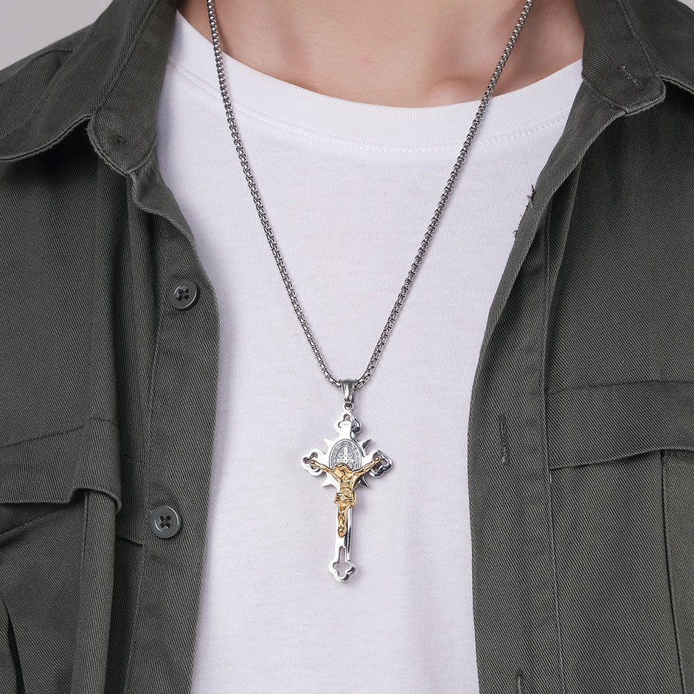 Vintage Catholic Jesus Cross Amulet Necklace