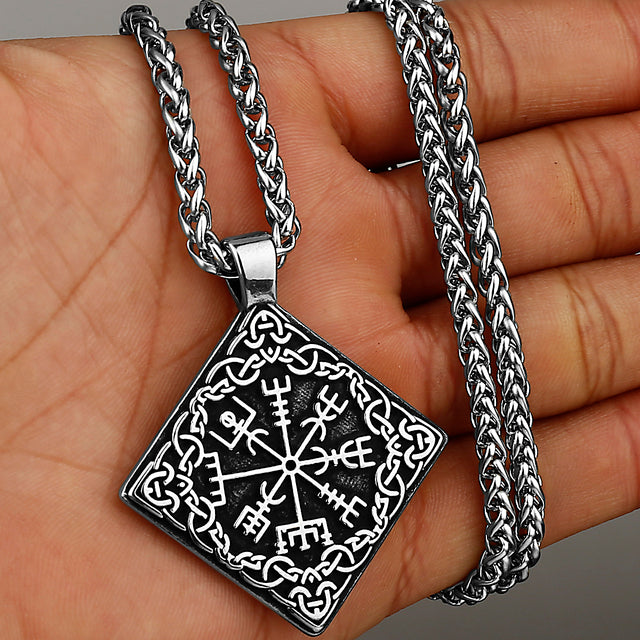 Viking Rune Multi-Style Stainless Steel Amulet Shield Necklace