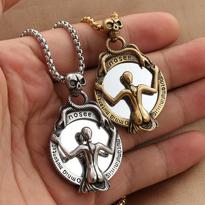 Magic Mirror Stainless Steel Skull Unique Necklace