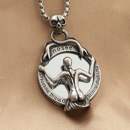 Magic Mirror Stainless Steel Skull Unique Necklace