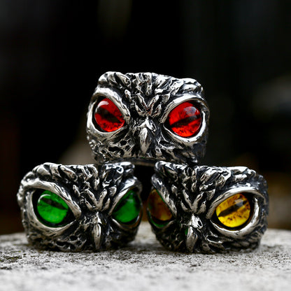 Whimsical Owl Eyes Stainless Steel Ring