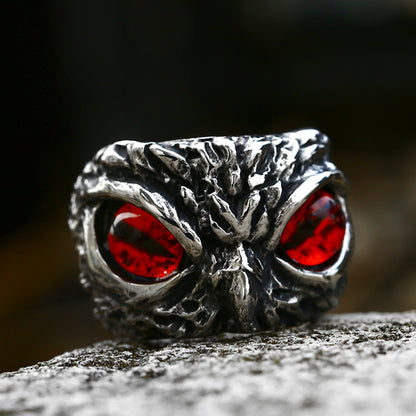Whimsical Owl Eyes Stainless Steel Ring