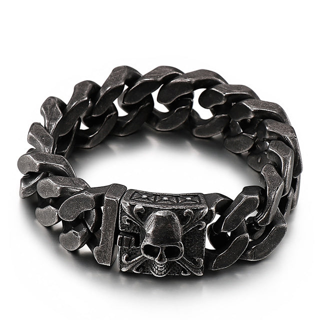 Black Gothic Style Skull Pattern Darkness Bracelet