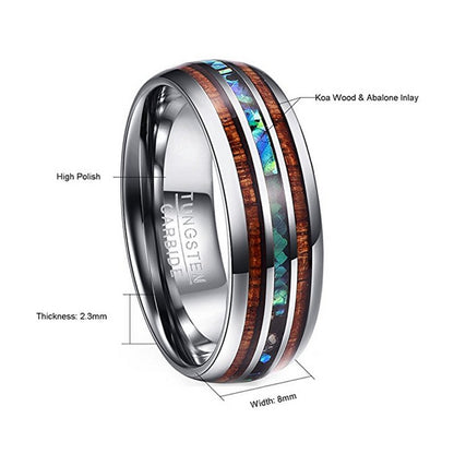Enchanted Isle Tungsten Abalone Shell Ring