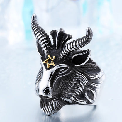 The Wild Rebel Gothic Goat Head Ring
