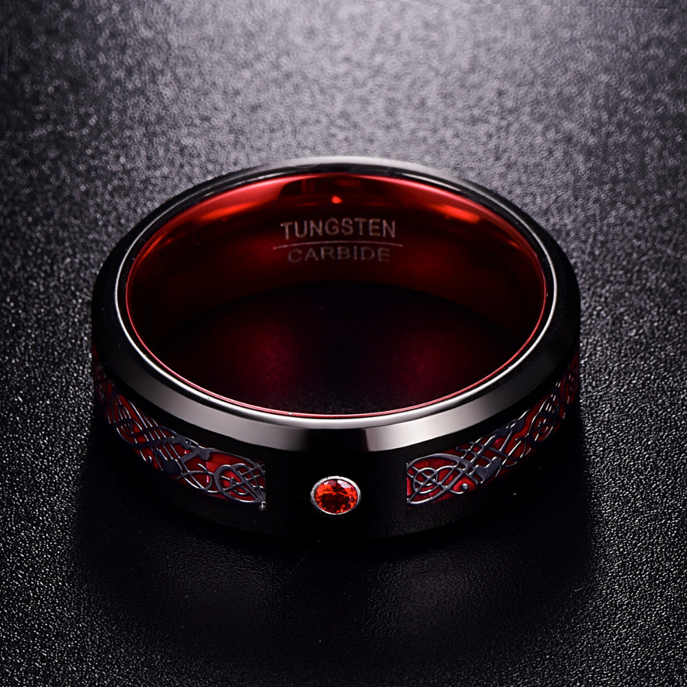The Fiery Dragon's Embrace Tungsten Ring
