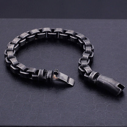 Solid Black Stainless Steel Vintage Bracelet
