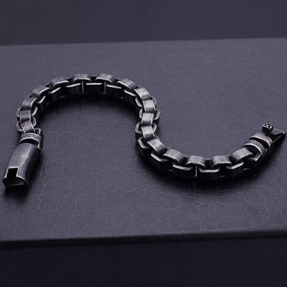 Solid Black Stainless Steel Vintage Bracelet