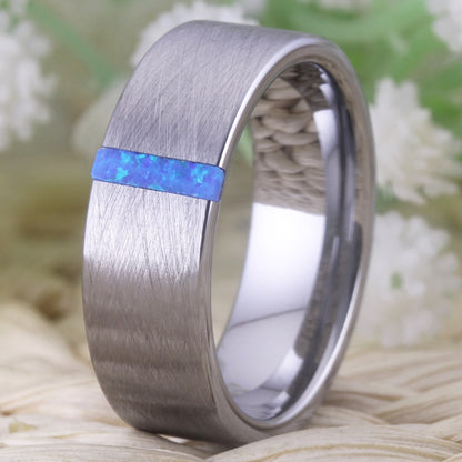 Ethereal Opal Elegance Tungsten Ring