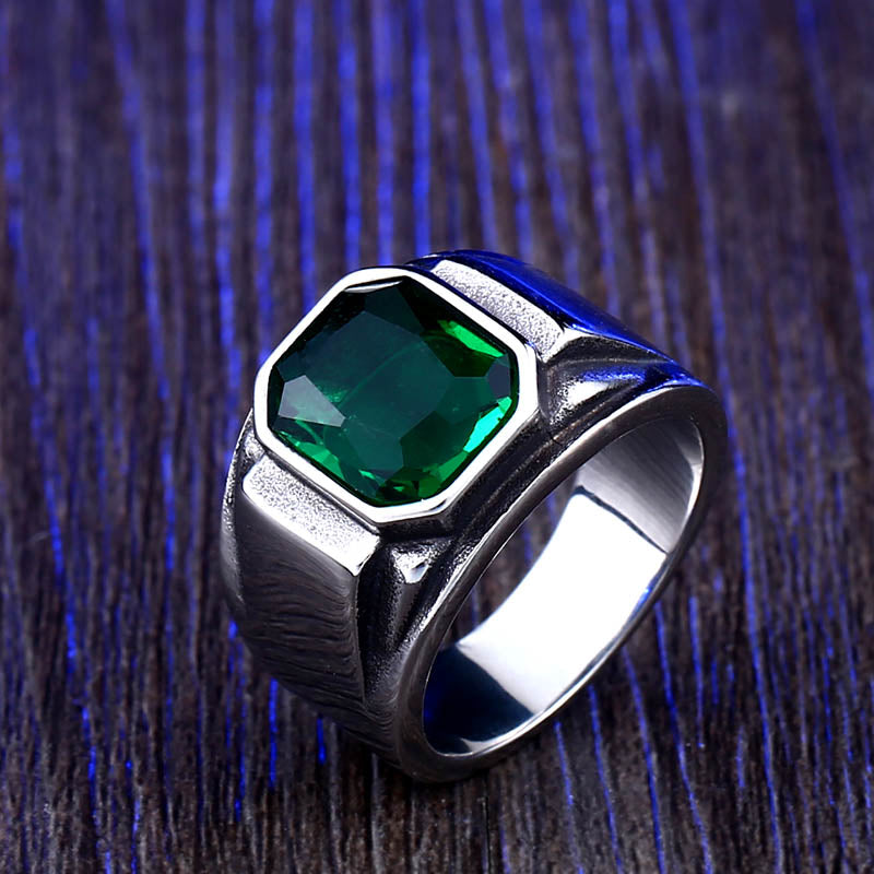 Exquisite Emerald Azure Geometric Ring