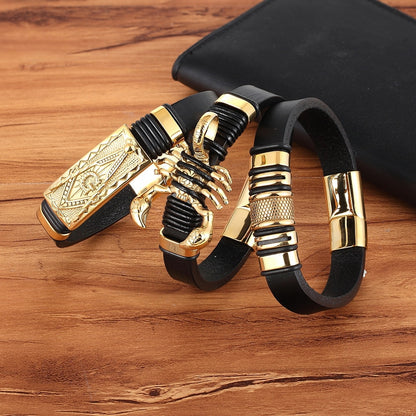Gold Hook Totem Geometric Scorpion Bracelet