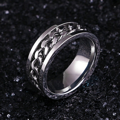 Stainless Steel Silver Rotating Chain Ring