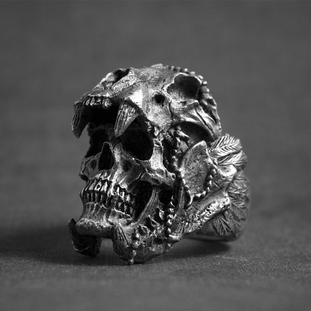 Jaguar Warrior Spirit Skull Ring