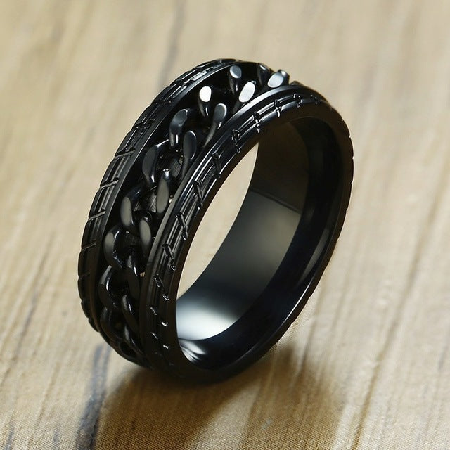 The Shadowed Obsidian Spinner Chain Ring
