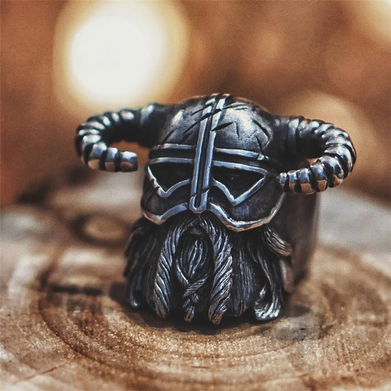 Nordic Valor Titanium Steel Viking Warrior Ring